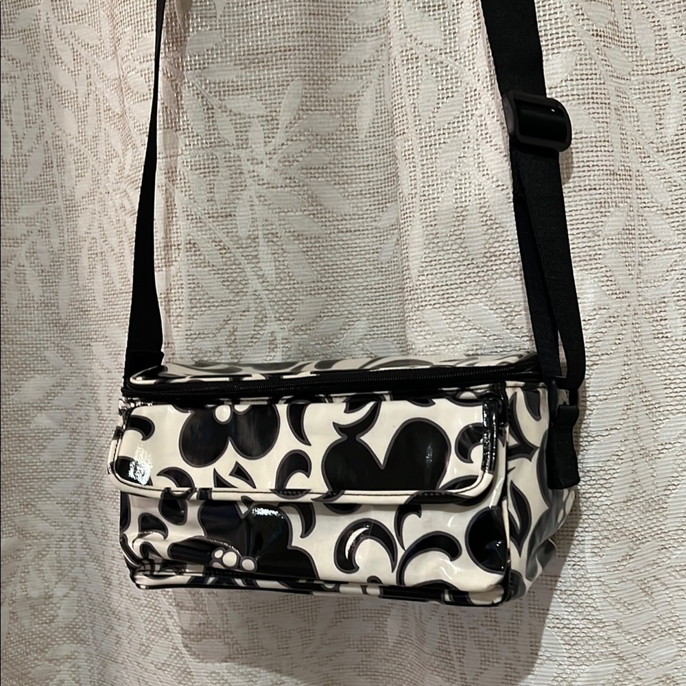 Vera Bradley Black and White Insulated Lunchbox with Adjustable Strap